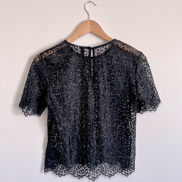 NWT H&M Lace Leopard Print Short Sleeve Top - Picture 2 of 8